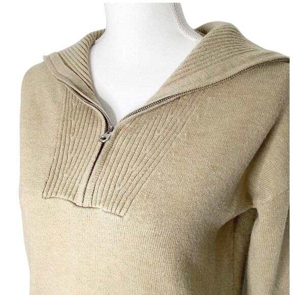 The Drop Kai Tan Half Zip Sweater Wide Collar Ribbed Trim XS - Picture 3 of 7